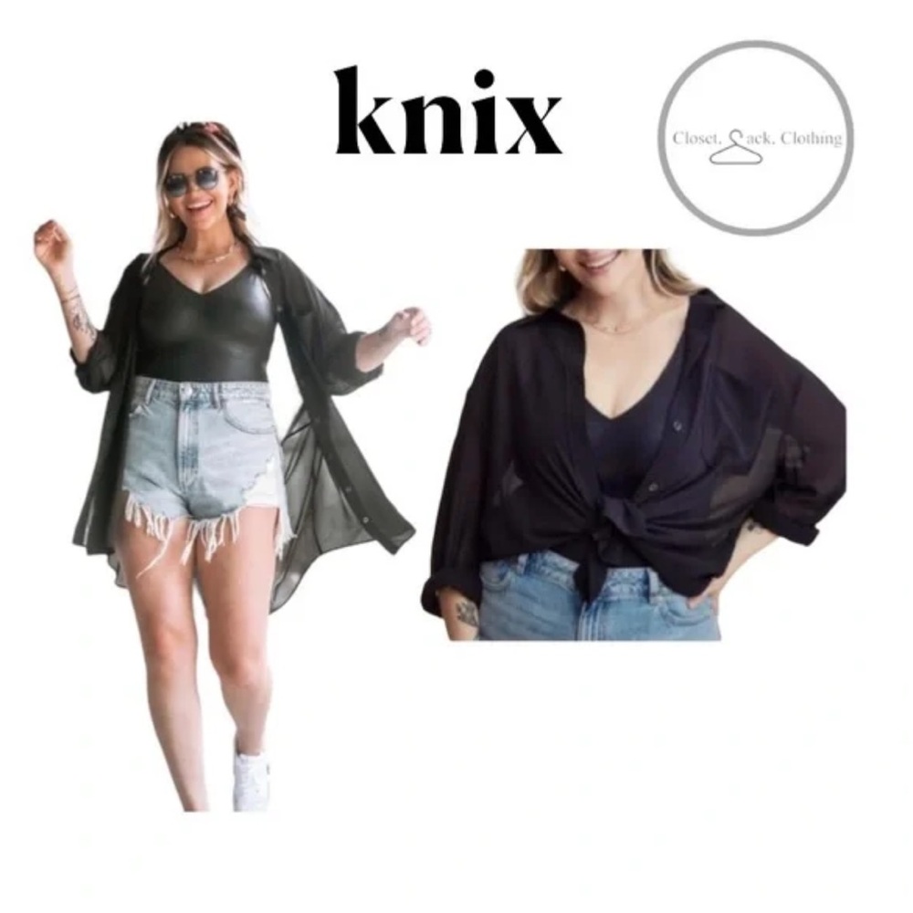 Knix papaya oversized shirt size small black sheer